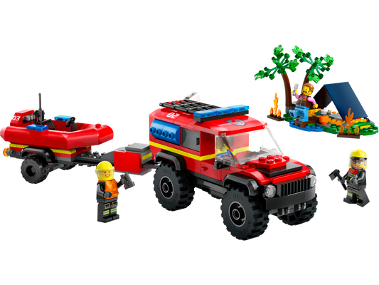 4x4 Fire Truck with Rescue Boat - 60412-WS - 3 PCS per Case